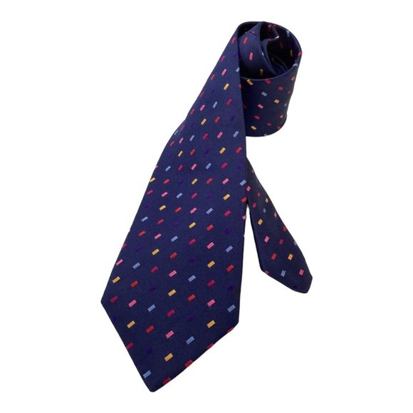 DUCHAMP LONDON Blue Geometric Silk Tie Hand  Made In England 58-"3".3/4 EX COND - Picture 8 of 8